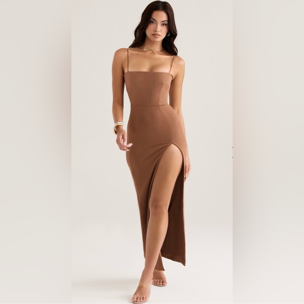 House of CB Jaida Corset Maxi Dress Toast Brown XS NWT